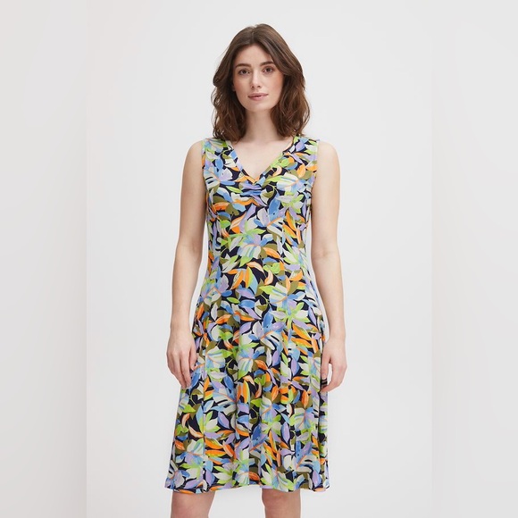 Fransa Olive Leaf A Line Dress - Picture 8 of 9